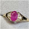 Image 3 : 10K Yellow Gold Ruby .56 Carat & Diamond Ring size 6 Made in Canada -Appraised Value $1000.00