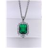 Image 1 : Emerald Cut Solitaire multi stone Pendant & Chain Set in .925 Silver