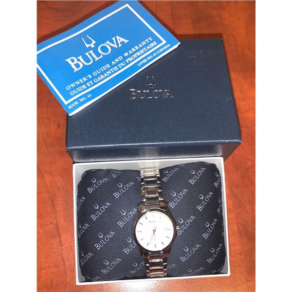 NEW Bulova Silver Dial Ladies Watch 96M103 Stainless Steel Quartz 30mm with manuals & gift box