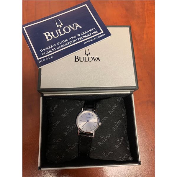 NEW Bulova Women's 96L104 Silver Dial Watch  Leather Strap with Manual & Box