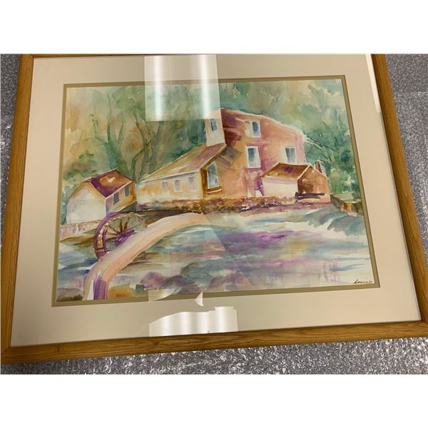 "Thompson Mill" Framed w/c by Carol Cowan Painting 24 x 18 Frame 31 x 25