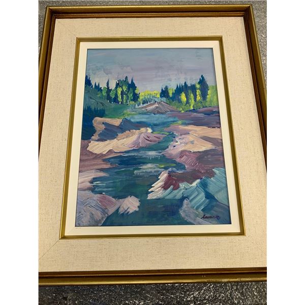 "Elbow Falls Near Bragg Creek" Framed by Carol Cowan Painting 12 x 16 Frame 19 x 23