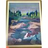 Image 2 : "Elbow Falls Near Bragg Creek" Framed by Carol Cowan Painting 12 x 16 Frame 19 x 23