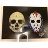 Image 2 : "Masks" Photo of Vintage NHL Goalie Masks worn by Blackhawks Warren Skorodenski Picture 15 x 12 Fram