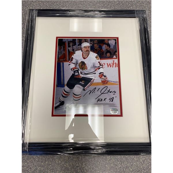 Chicago Blackhawks HOA Michel Goulet Autographed Photo with COA Picture 10 x 12 Frame 16 x 18
