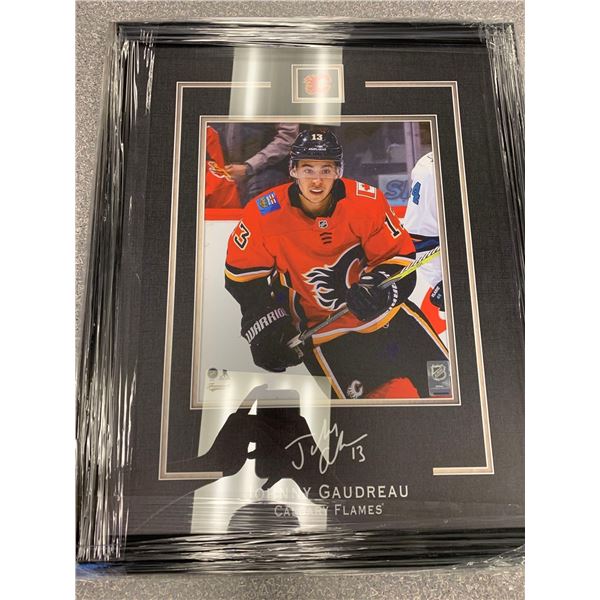 Calgary Flames Johnny Gaudreau NHL Licensed Computer Etched Signature Picture 8 x 10 Frame 18 x 22