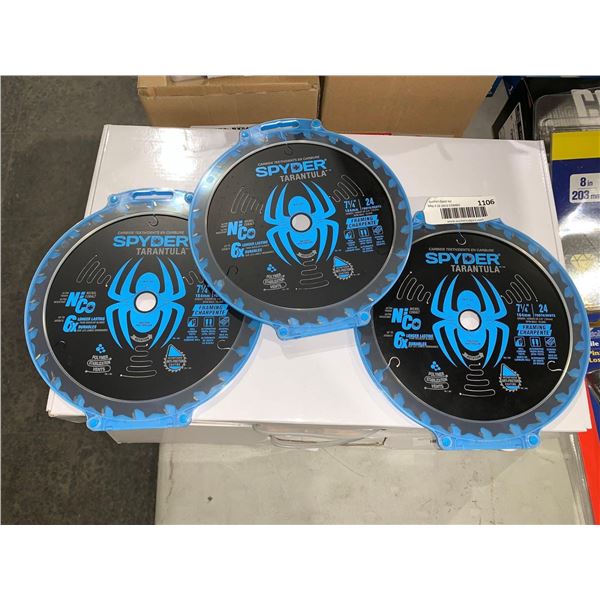 Spyder Tarantula Carbide Teeth 7 1/4" 24 tooth Framing Nickle Cobalt Blade LOT of 3