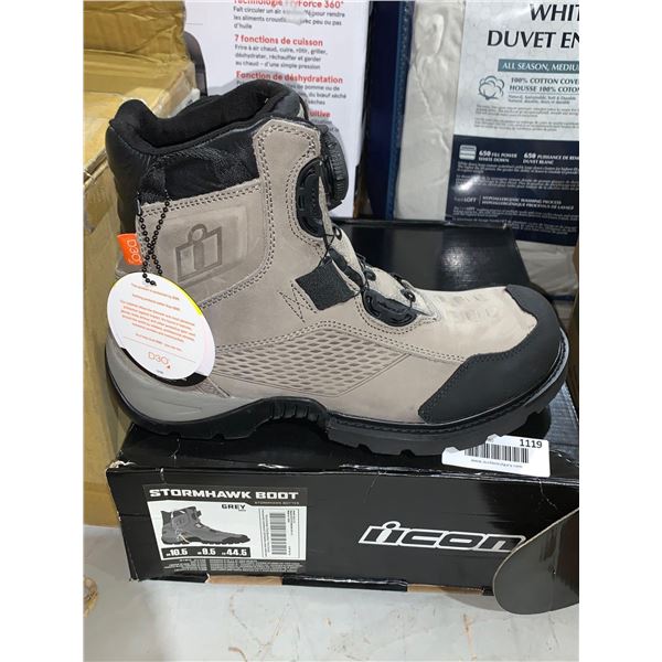 Icon Stormhawk Motorcycle Boot Waterproof Men's size 10.5 Grey