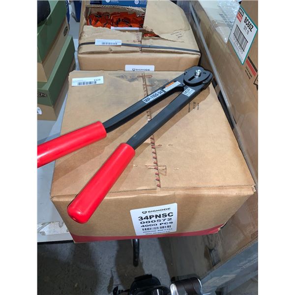 Banding Crimper and Case of Signode Metal Clips 4000pc