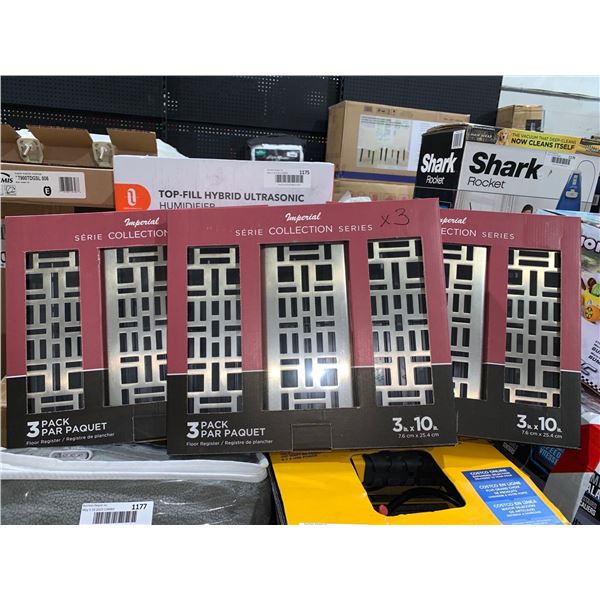 Imperial Collection Series 3 Pack Floor Register 3"x10" LOT of 3