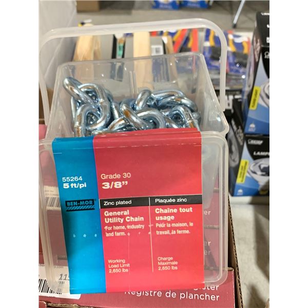 Ben-Mor 3/8" Grade 30 Zinc Plated 5' General Utility Chain LOT of 4