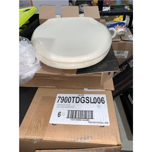 Elongated Plastic Toilet Seat Color Bone Lot of 6