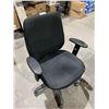 Image 1 : Black Adjustable upholstered Office Chair - some Damage to Arm rest