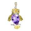 Image 1 : Natural Handcrafted Purple Amethyst 24.30 ct Owl Pendant