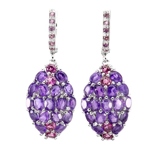 Natural Amethyst Rhodolite Garnet Earrings