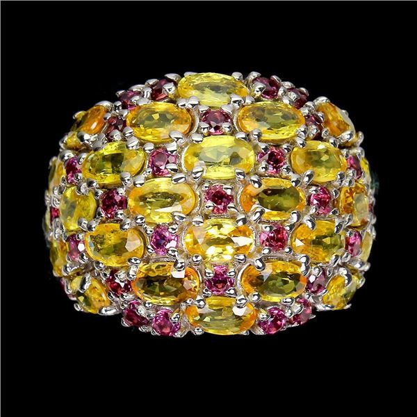 Natural Sapphire Rhodolite Garnet Ring