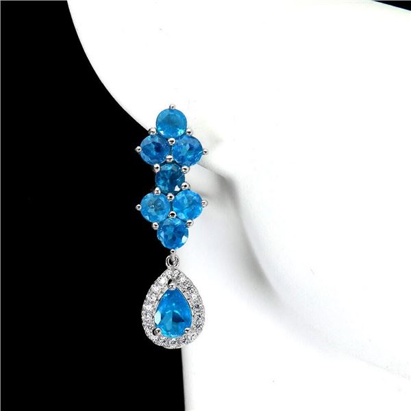 Natural Paraiba Blue  Apatite Earrings