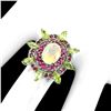 Image 2 : Natural Unheated  Fire Opal Peridot Rhodolite Ruby Ring