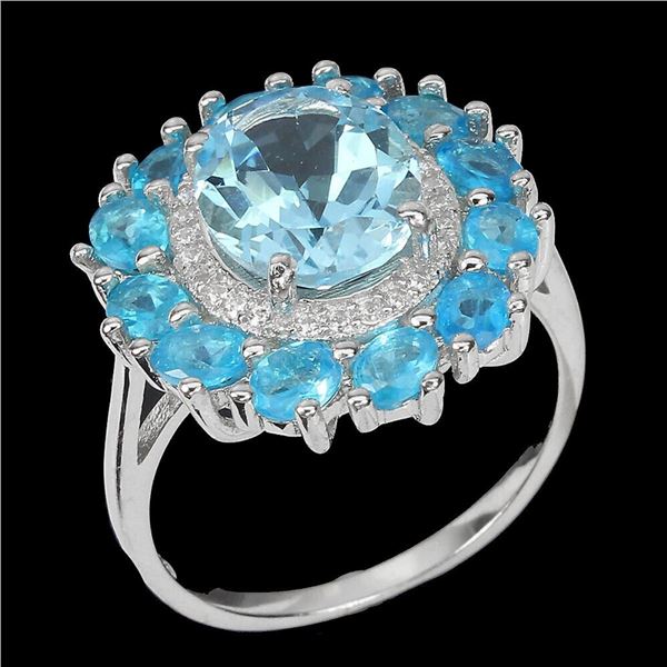 Natural  Blue Topaz & Paraiba Blue Apatite Ring