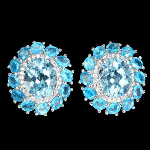 Natural Blue Topaz & Paraiba Blue  Apatite Earrings
