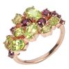 Image 2 : Natural Apple Green Peridot  Rhodolite Garnet Ring