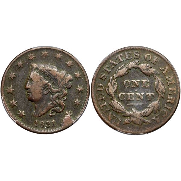 1831 N-12 R1 Large Letters PCGS F Details Environmental Damage