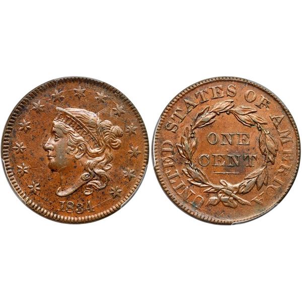 1834 N-6 R3 Large 8, Stars, & Letters PCGS graded AU53