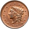Image 2 : 1837 N-1 R3 Plain Hair Cord, Medium Letters PCGS graded MS65 Red & Brown, CAC Approved