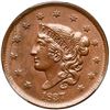 Image 2 : 1837 N-2 R2 Plain Hair Cord, Medium Letters PCGS graded MS64 Brown