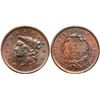 Image 1 : 1837 N-6 R2 Plain Hair Cord, Medium Letters PCGS graded MS66 Brown