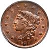 Image 2 : 1837 N-8/7 R1 Plain Hair Cord, Medium Letters PCGS graded MS65 Red & Brown, CAC Approved
