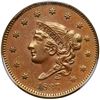 Image 2 : 1837 N-17 R4 Plain Hair Cord, Medium Letters PCGS graded AU50