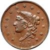 Image 2 : 1837 N-17 R4 Plain Hair Cord, Medium Letters PCGS graded AU58