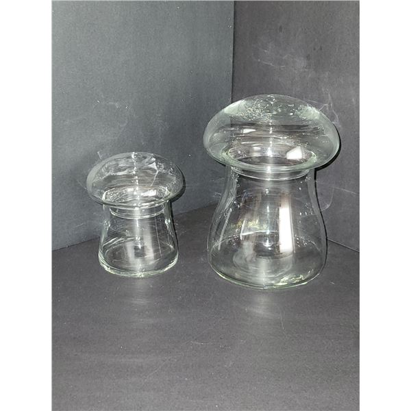 LOT OF 2 MCM 70S GLASS MUSHROOMS JARS