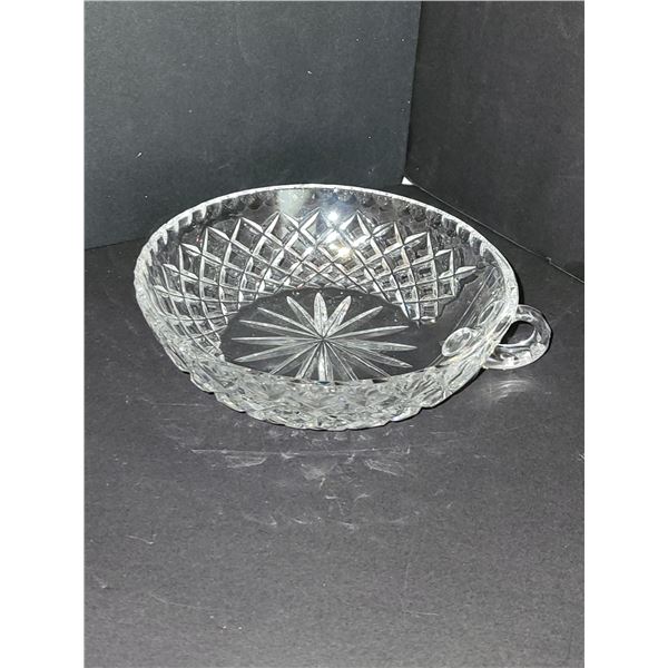 ACHOR HOCKING CRYSTAL CANDY DISH WITH HANDLE