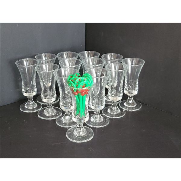 LOT OF 13 DANSK DESIGNS CORDIAL GLASSES