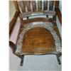 Image 3 : ORNATE ANTIQUE DARK WOOD ROCKING CHAIR WITH INLAY