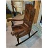 Image 4 : ORNATE ANTIQUE DARK WOOD ROCKING CHAIR WITH INLAY