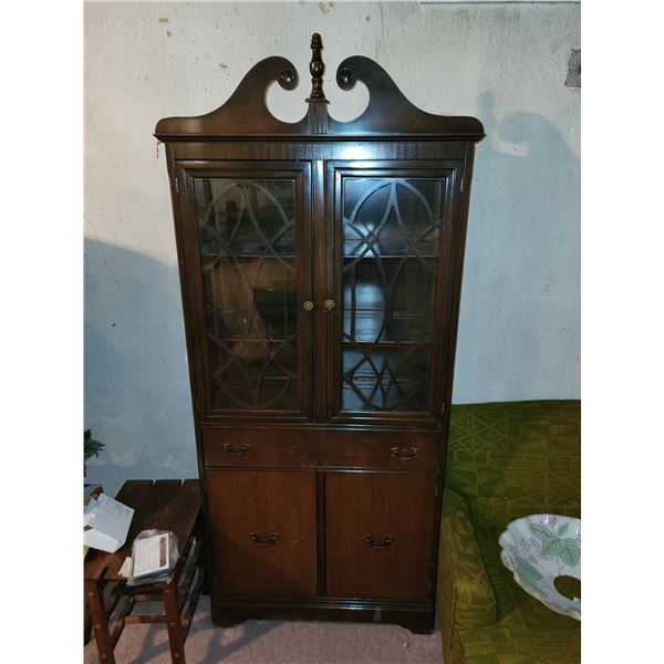 ANTIQUE FARMHOUSE WOODEN CHINA CABINET