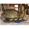 Image 1 : VERY LARGE BRASS SWAN WITH CYGNET IN NEST