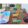 Image 3 : RAINBOW GLASS PATIO TABLE WITH 4 MATCHING CHAIRS