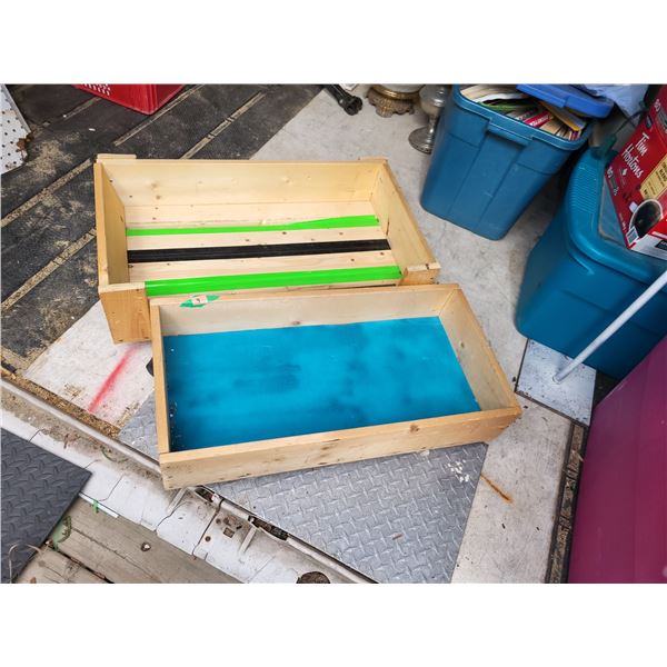 LOT OF 2 ROLLING WOODEN BOXES
