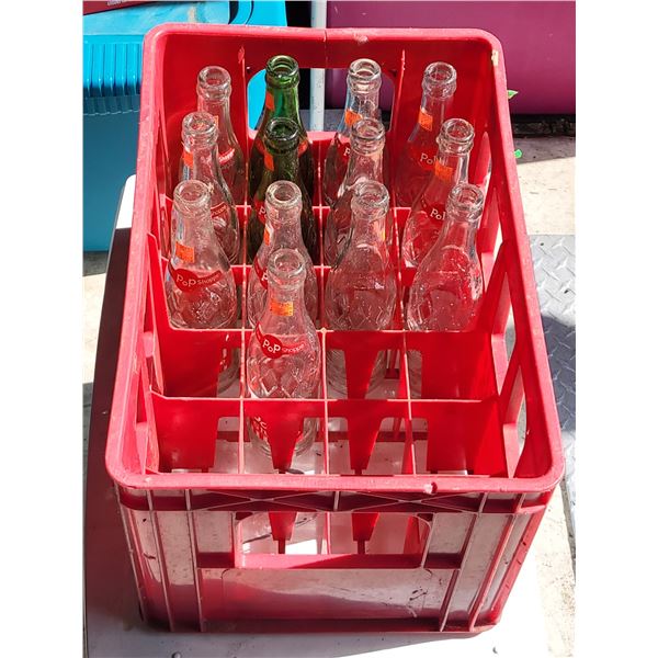 POP SHOPPE PLASTIC CRATE WITH POP SHOPPE BOTTLES