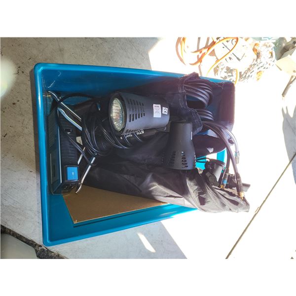 BLUE TOTE WITH RANDOM ITEMS