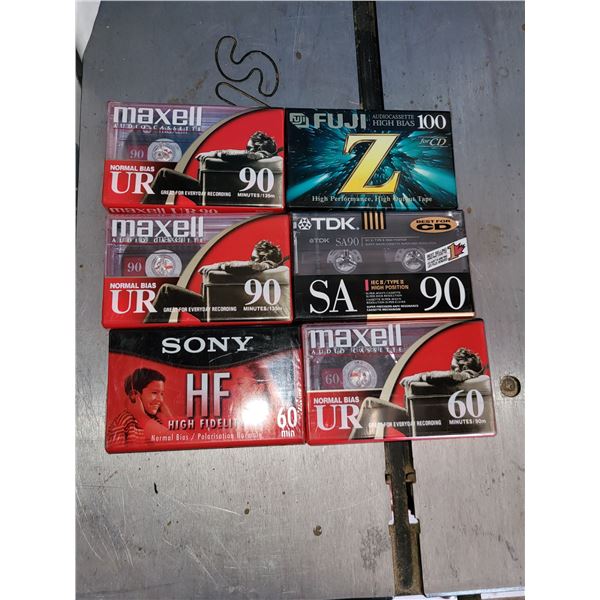 LOT OF 6 NEW BLANK CASSETES