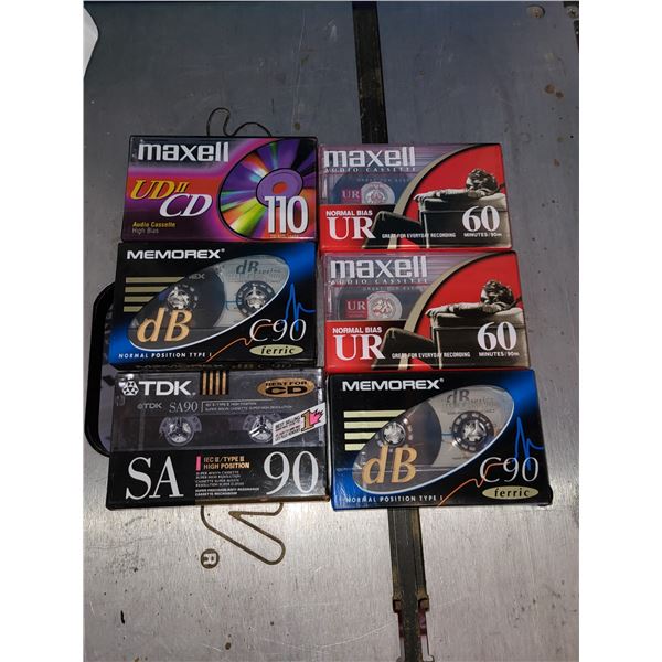 LOT OF 6 NEW BLANK CASSETES