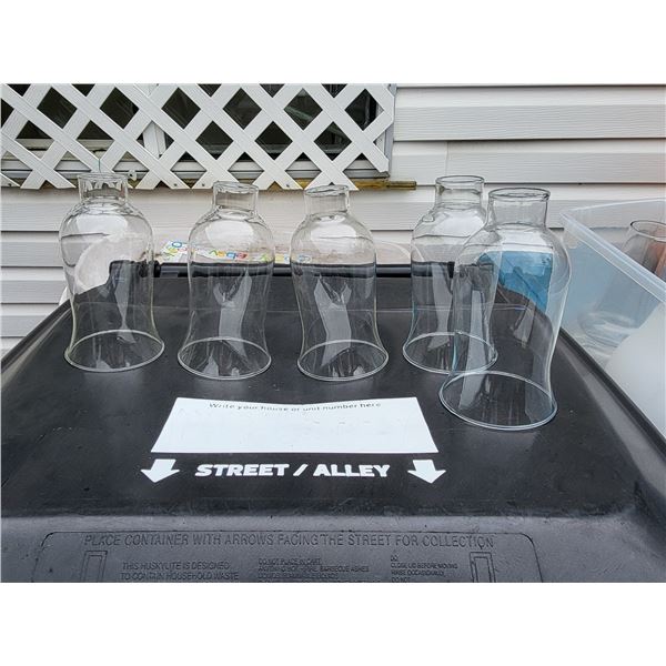 LOT OF 5 GLASS HURRICANE LAMPS SHADES