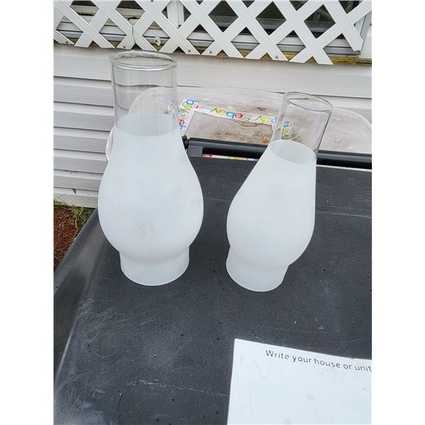 LOT OF 2 FROSTED GLASS HURRICANE LAMP SHADES