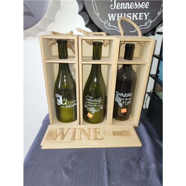 LOT OF 3 DECORATIVE WINE BOTTLE BOXES