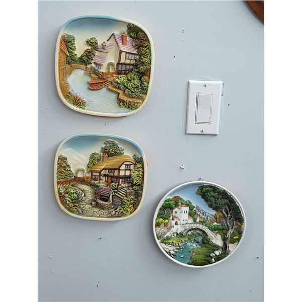 LOT OF 3 PLASTER WALL ART